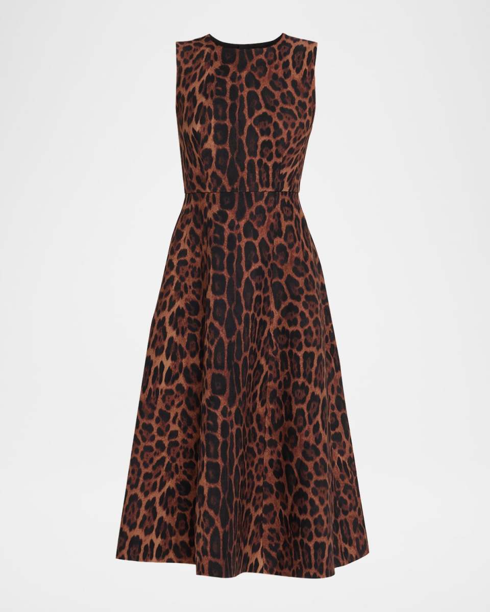 Eloise Ocelot-Print Sleeveless Dress